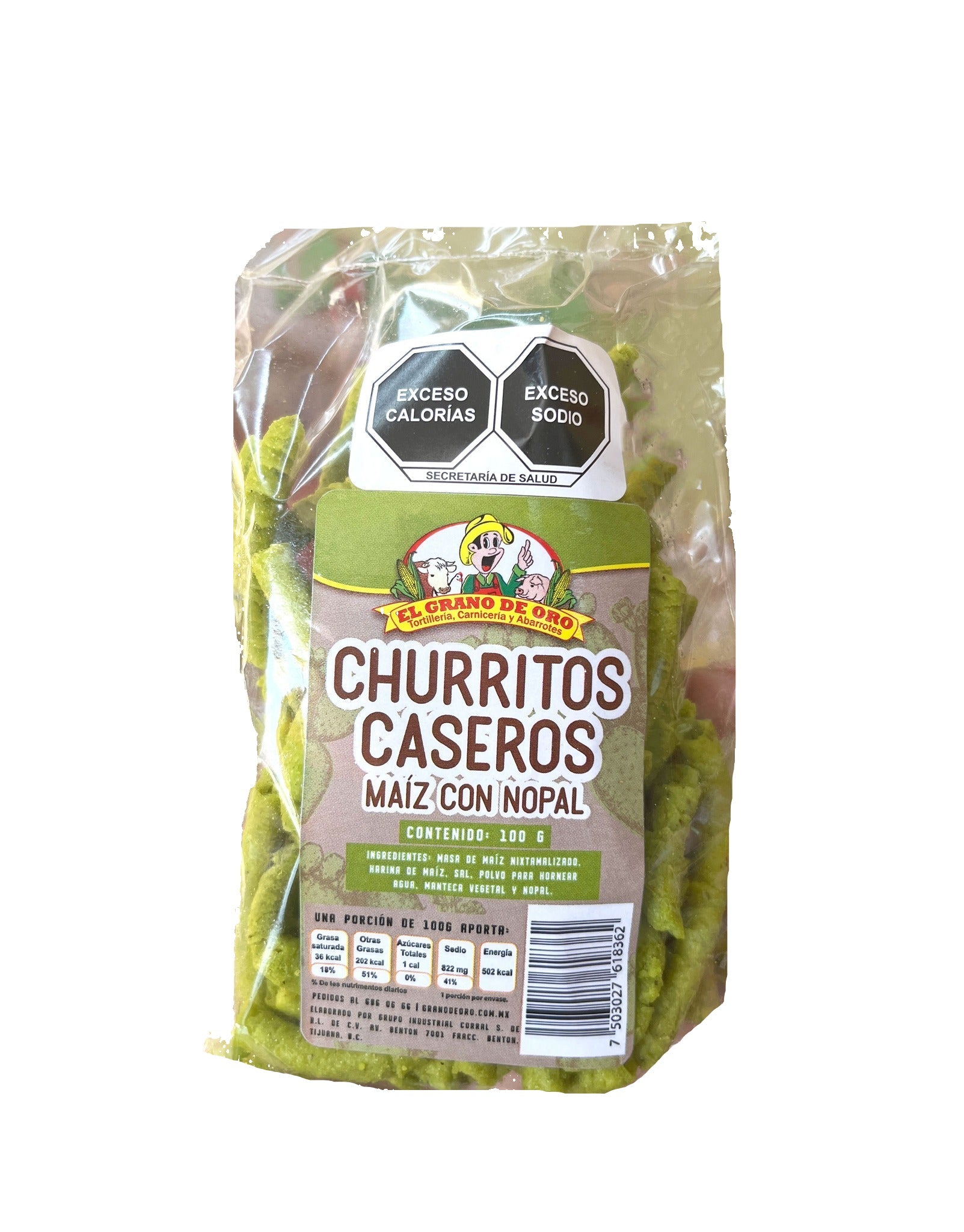 Churritos de maiz c/nopal 100 GR